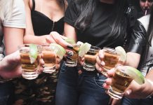 Young girls drinking alcohol
